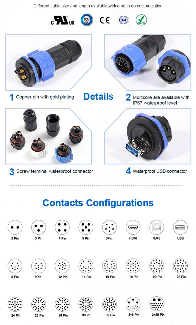 2 Pin Waterproof Circular Co<em></em>nnectors , 50A 500V Circular Cable Co<em></em>nnectors 1