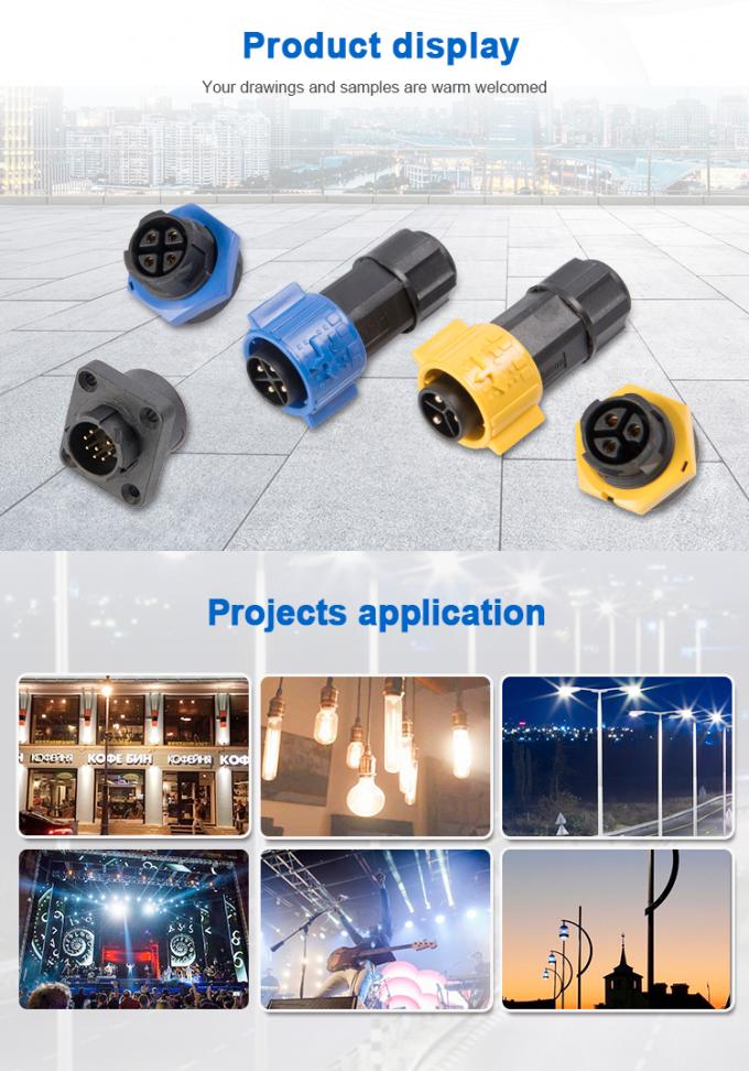 3 Pin IP67 Panel Mount Connector Corrosion Resistance With Electric