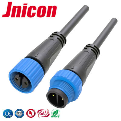 M15 2 Pin 10A Waterproof Cable Connector Overmolded 300V LED Power Screw locking Connector