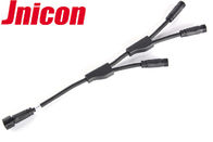 2P Black Cable Outdoor Waterproof Connectors , Jnicon Waterproof Y Connector