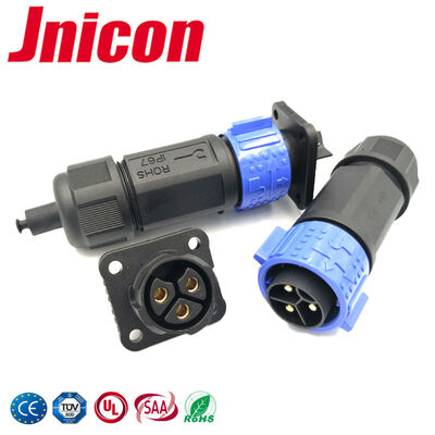 3 Pin Circular Push Pull IP67 Waterproof Connectors 50A 600V For Industrial Automation