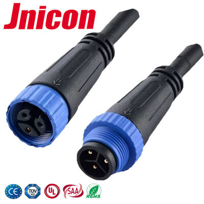 Gold-plated 3 Pin Waterproof Cable Connector M15 10A 300V For Outdoor LED