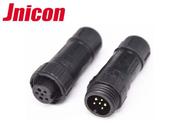 IP68 Power Signal Connector Soldering Cable Screw Locking Type Black Color