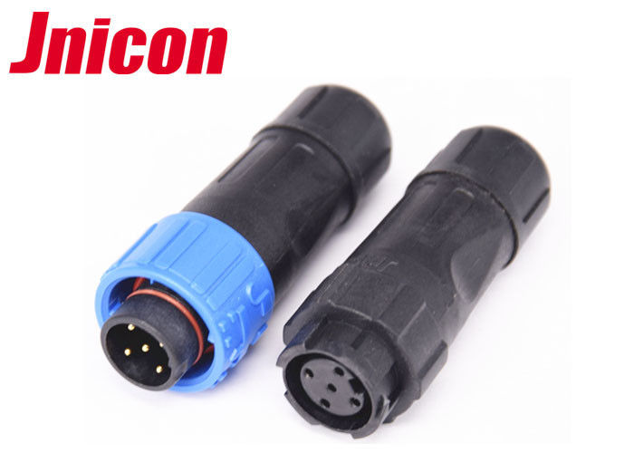 10A 60V 5 Pin IP67 Waterproof Connector PA66 Blue Locking Ring For LED Lighting