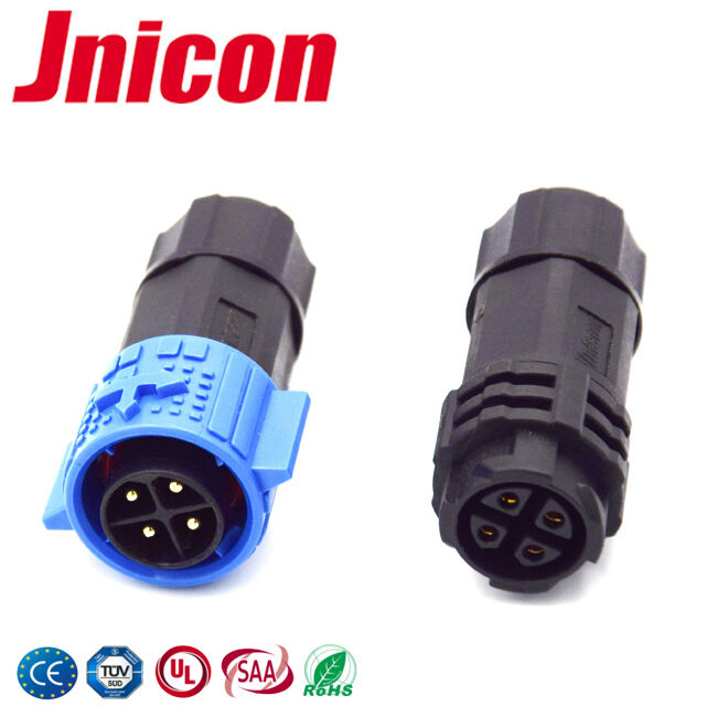 4 Pin M19 Waterproof Circular Connector 20A Automotive Power Push Lock Connectors
