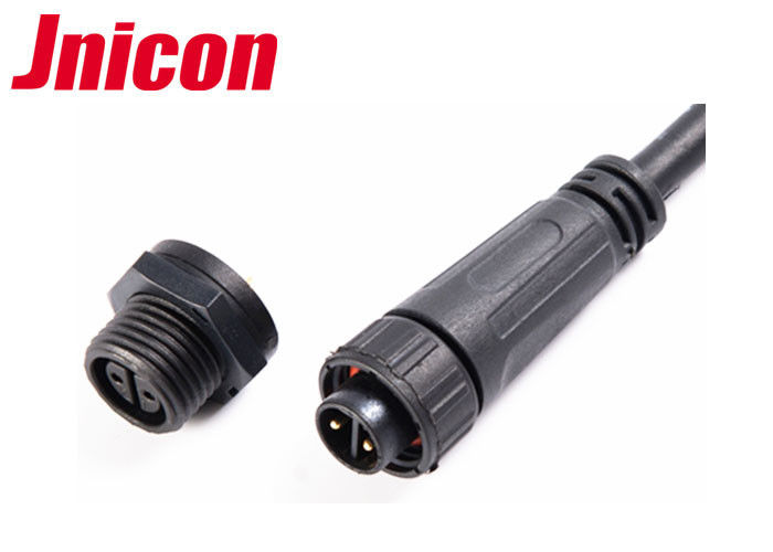 2 Conductor Waterproof Plug And Socket Cable Connector All Black Screw Connecting