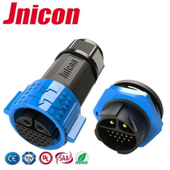 30A Multi Pin Power And Data Panel Mount M25 Waterproof Connector Push Locking