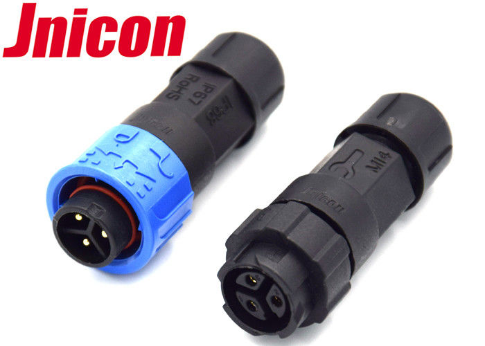 Jnicon 10A 3 Pin Circular Power Connector , Male Female Power Connector M16 Push Locking