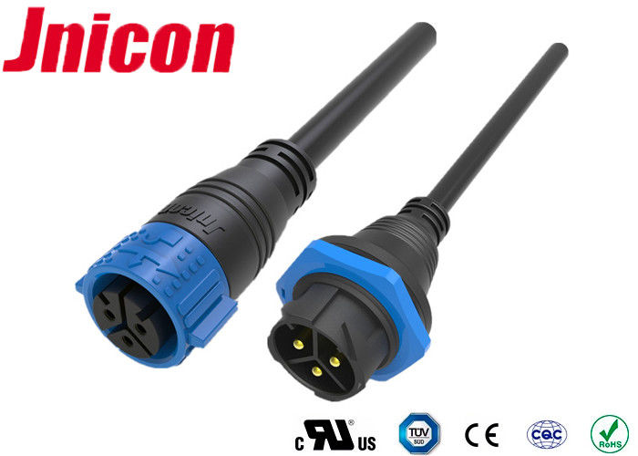 Three Pin Power High Current Waterproof Connectors Molded Cable IP67 For Electric Equipments