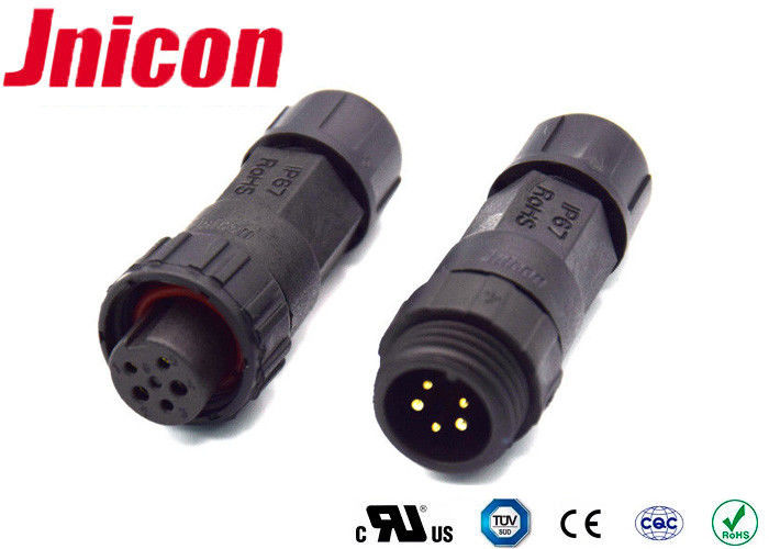 Push Locking IP68 10A Waterproof Connectors 5 Pin AC Power Socket CCC Compliant